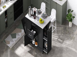 K&K 50.7" Island with Storage Tilt Trash Can Cabinet and Pull Out Cabinet Organizer, Rolling N707P299008B
