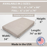 Memory Foam Infused Futon Mattress Full XL Washable Removable Cover, Heavy-Duty Zipper, Thick B181P351990