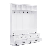 ON-TREND Elegant Wide Hall Tree with 5 Hooks, Versatile Entryway Lift Top Storage Bench with 2 N721P234409K