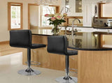 Set of 2 Bar Stools Adjustable Swivel Armless Barstools with PU Leather, Black 34198006