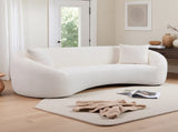 93.31" Minimalist Curved Sofa, 3 Seater, White Boucle Fleece Upholstered Sofa, Tight Curved Back W2664P240137