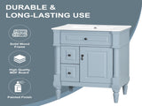 24 Inch Bathroom Vanity with Sink, Grey Blue Freestanding Bathroom Cabinet with Flip Drawer, 71370479