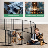 ZUN Dog Playpen 24 Inch 8 Panels, Heavy Duty Metal Pet Playpen Indoor Outdoor for Camping, Yard, RV, 08924657