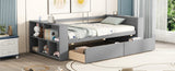 Twin Size Daybed with Shelves and Drawers, Gray WF324220AAE