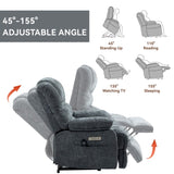 23" Seat Width and High Back Large Size Beige Chenille Power Lift Recliner Chair with 8-Point W1803P263643