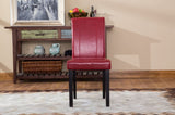 Urban Style Solid Wood Leatherette Padded Parson Chair, Red, Set of 2 T2574P164534