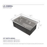 Stainless Steel Kitchen Sink, 30x19 Single Bowl, Overmount Handmade Sink in Brushed Nickel, with 59818375