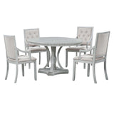 ZUN Retro 5-piece Dining Set Extendable Round Table and 4 Chairs for Kitchen Dining Room 65193039