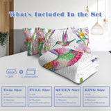 Colorful Bird Flower Design Quilt Set 3 Pieces Queen Size Soft Warm Bedding Set Include 1 Quilt And 11614767