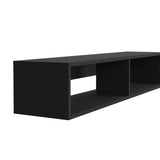 ZUN Warrior 59" Floating Tv Stand with Two open shelves, media compartments and cable management Black B200P240262