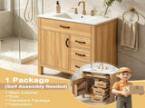 30 Inch Bathroom Vanity with Ceramic Sink, Modern Bathroom, Soft Close Hinges & Drawers, MDF N729P488578N