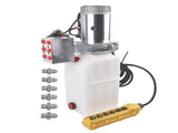12V DC 6 Quart Hydraulic Pump 6 Way Double Acting Hydraulic Power Unit for Dump Trailer, Scissor 81919656