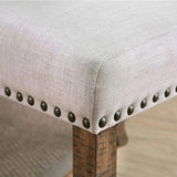 Set of 2 Ivory Fabric Upholstered Dining Chairs in Rustic Oak Finish B016P156824