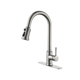 ZUN Single Handle High Arc Pull Out Kitchen Faucet,Single Level Stainless Steel Kitchen Sink Faucets TH9013NS-8