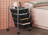 Rolling Trolley Storage Cart Bin with 4 Plastic Drawers on Wheels, Black 47693266