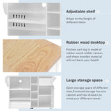 Kitchen Island Cart with Storage Cabinet and Two Locking Wheels,Solid wood desktop,Microwave WF296670AAW