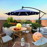 10 ft Outdoor Patio Umbrella Solar Powered LED Lighted Sun Shade Market Waterproof 8 Ribs Umbrella W65690319