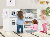 Interactive Kids Play Kitchen with Ice Maker & Chalkboard, Corner Design Pretend Cooking Set with 22168267