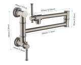 Pot Filler Faucet Wall Pot Filler Faucet, Modern Brass Pot Filler Two-Attachment Wall Mount Folding W928104072