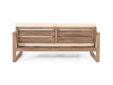 Outdoor Acacia Wood Loveseat and Coffee Table Set with Cushions, Brown Wash, Beige 73020.00BBGE