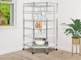 6-Layer Chrome Plated Polygonal Corner Shelf with 2" PP Wheels 680*680*1800 Silver 84088664