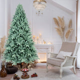 Artificial 8ft Blue green Tint Christmas Tree with 2458 PE/PVC Mixed Branch Tips, memory wireiron 66097237