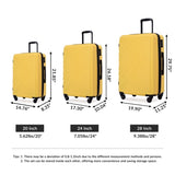 3 Piece Luggage Sets ABS Lightweight Suitcase with Two Hooks, Spinner Wheels, TSA Lock, , W28453579