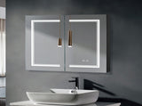 LED Bathroom Wall Cabinet, Double Door Bathroom Mirror Cabinet, Black 60402434