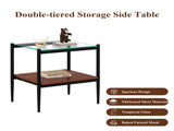 Set of 2 Rectangle End Table, Tempered Glass Tabletop with MDF layer, Modern Table for Living Room , W241P184246