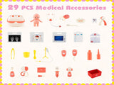 Pink Wooden Doctor Office Playset with X-ray ECG Monitor Sink Height Measurer for Toddlers 3-6 29590229
