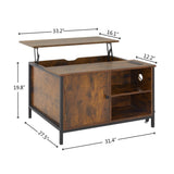 ZUN Lift Top Coffee Table, Multi-Function Coffee Table with Hidden Compartment, Modern Lift Tabletop 90259556