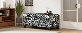 Luxury Storage Ottoman with Floral Patterned Fabric, Soft-Close Hinges, Multi-Functional Footrest & N767P257582W