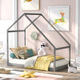 Twin Size Wooden House Bed, Gray WF199745AAE
