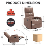 Manual Recliner Chair with Rocker and Swivel in Fabric for Living Room, Brown W3224P289292