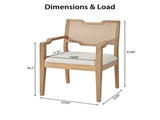 Farmhouse Dining Chairs Set of 2, Upholstered Kitchen Chairs Wooden Side Armchair with rattan N762P411406D