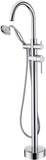 Freestanding Tub Filler Bathtub Faucet Chrome with Hand Held Shower Floor-Mount W122453940