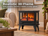 Mini Electric Fireplace Stove with 3D Flame, Timer and Remote, Black Double Door 69362552