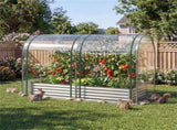 3-in-1 Raised Garden Bed with Greenhouse Cover 130 Gal Galvanized Metal Planter Box - Silver 30611088