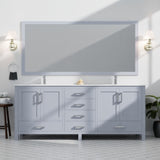 Dark Grey Double Bath Vanity 84 in. W x 22 in. D, Carrara Marble Top, and Faucet Set B2731P259152