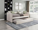 1pc Daybed with Trundle Beige Fabric Upholstery Wooden Frame Modern Home Furniture B011P256686