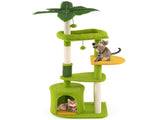 48" Cat Tree with Tropical Leaves - Self-Groomer & Scratching Posts, Space-Saving 60046421