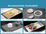 Stainless Steel Kitchen Sink, 33x22 Single Bowl, Overmount Handmade Sink in Black, with Cutting 82071527