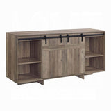 Grey Washed TV Stand with 2 Sliding Barn Doors B062P209411