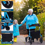 Outdoor Rolling Rollator Walker 9.5" All-Terrain Wheels, 6-Level Adjustable , Foldable, 42525850