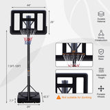 ZUN Teenagers Portable Basketball Hoop Height Adjustable basketball hoop stand 7.5ft - 10ft with 44 Inch 72630941