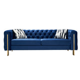 Chesterfield Modern Tufted Velvet Living Room Sofa, 84.25''W Couch,Blue W57953711