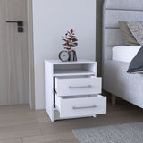 Greter 24" Two-Drawer Night Stand With open shelf White B200P240255