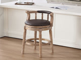 Cow top Leather Wooden Bar Stools, 360 Degree Swivel Bar Chair with Backs,Bar height Couner Height W2195P462643