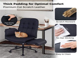 5-Position Adjustable Armrest Criss Cross Chair, Cat Scratch Leather Swivel Desk Chair with Side 83332883