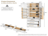 78.2" Tall Farmhouse Kitchen Pantry Cabinet with 8 Door Storage Cabinet with 3 Adjustable 04574184